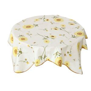 Vinyl Plastic Tablecloth for Square Tables 35" x 35" Flower Printed Tablecloth